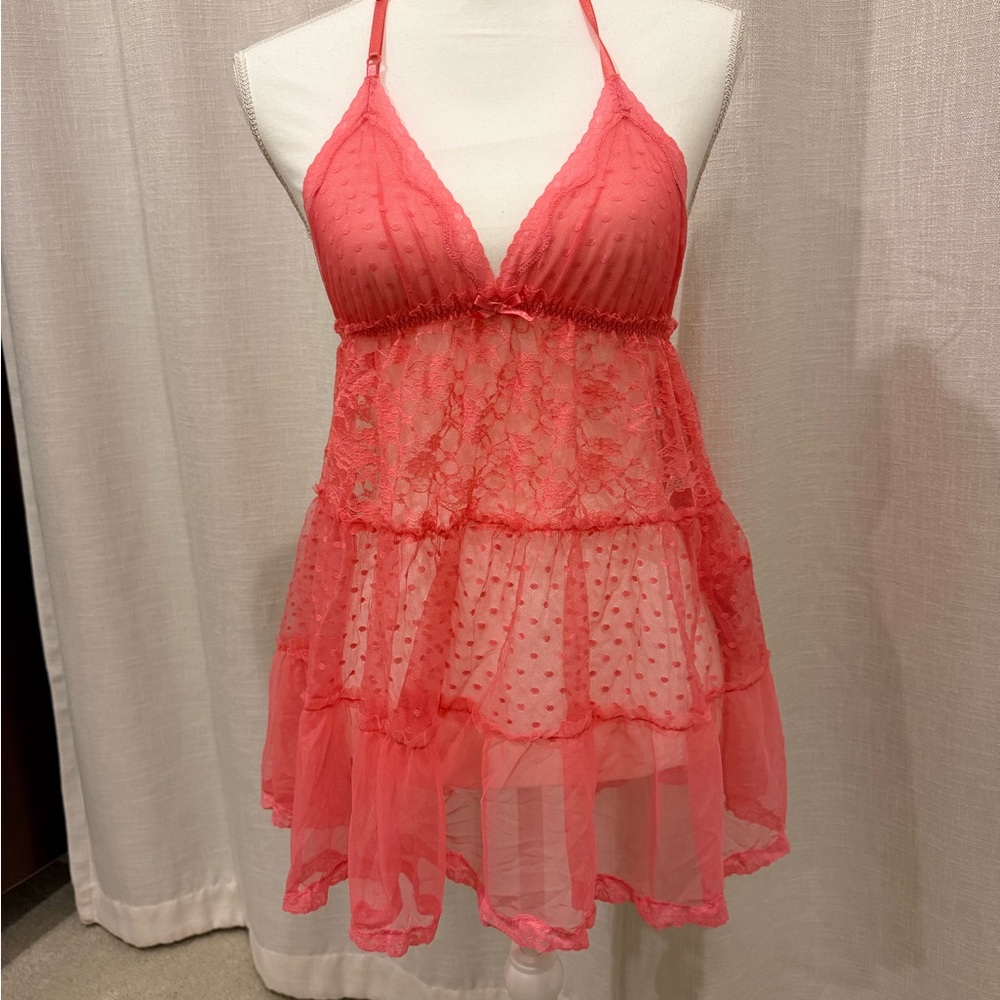 Frederick's of Hollywood Coral Lace Babydoll